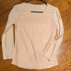 J crew  Light Pink Sequin Long Sleeve Top